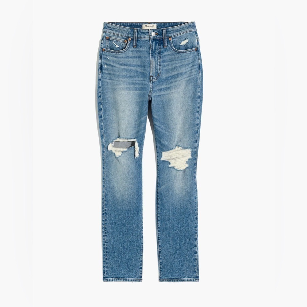 Madewell The Curvy Perfect Vintage Jean Ripped Edition Medium Wash 27 Distressed